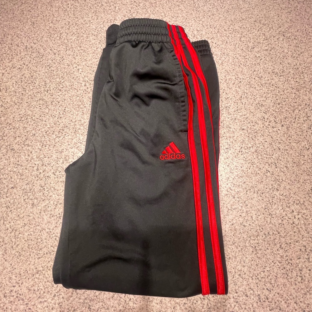 Adidas Kids Black and Red Track Pants